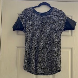 Ann Taylor sweater T-shirt with pleather sleeve